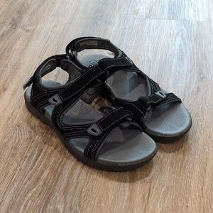 Khombu Velcro Strap Black and Gray Sandals Women's size 10